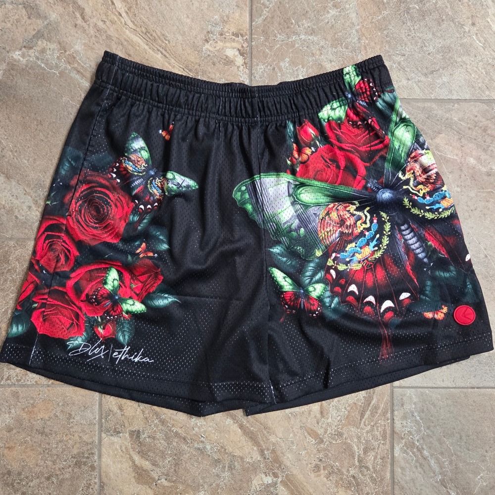 Ethika Butterfly Roses Floral Mens XL Shorts Boxer Briefs Mesh‎ Black
